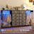 49.2" Dresser with Hanging Rack, 6 Fabric Drawers, LED Lights & Charging Station-1542323189