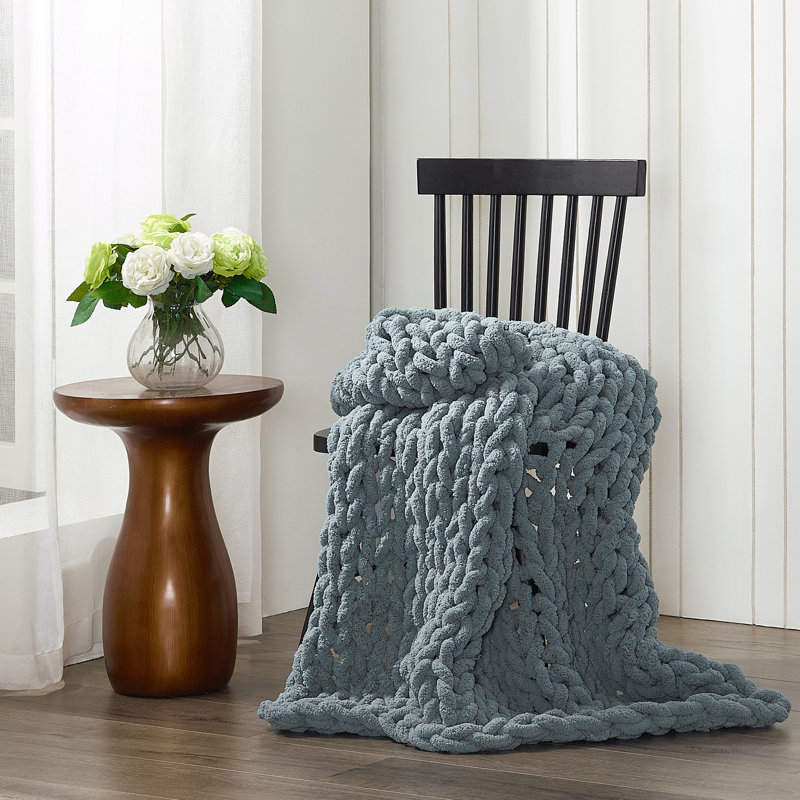 Chenille Knitted Chenille Throw, Seaside