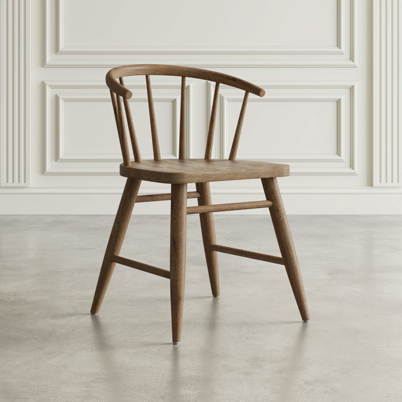 Crumpton Traditional Solid Wood Curved Back Spindle Dining Chair, Chestnut