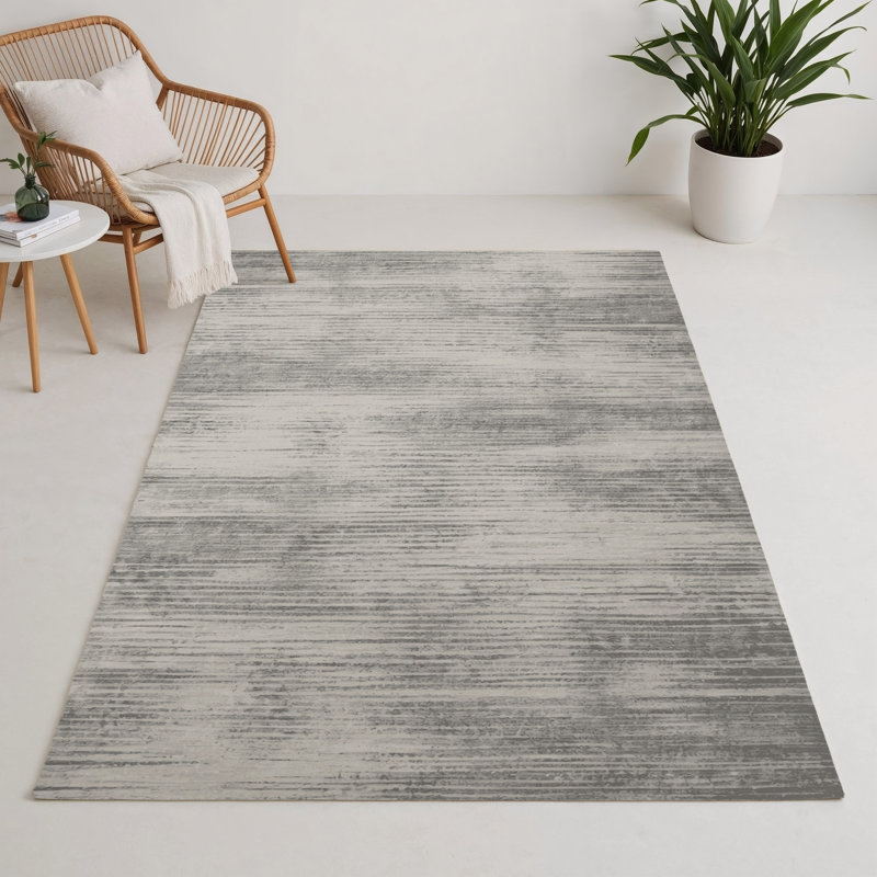 Abstract Gray Indoor and Outdoor Area Rug, Rectangle 3' x 5'
