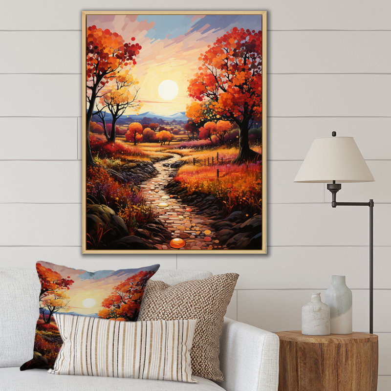«Euphrasia Countryside Autumnal Orchard Patchwork II», reproduction, H 32 po x l 16 po x P 1 po, Cadre naturel flottant