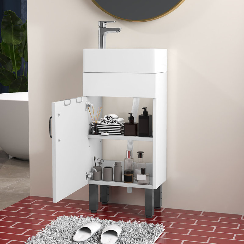 Freestanding Bathroom Cabinet, White/Black