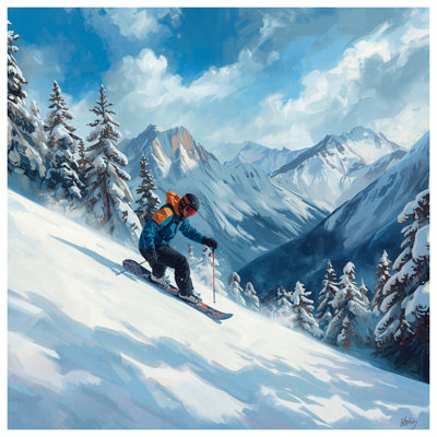 Snowy Mountain Skiing Comforter