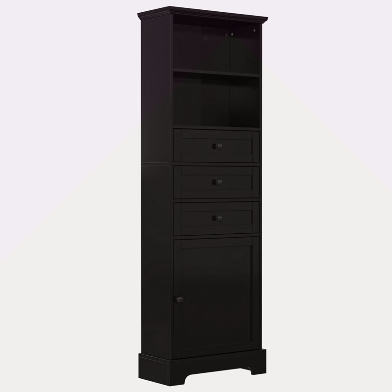 Tall Storage Cabinet With 3 Drawers And Adjustable Shelves For Bathroom, Study, Office And Interior, MDF Board With Painted