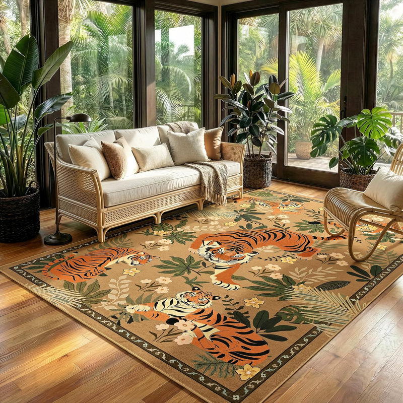 Tapis lavables à la machine Lochas, Brun, Rectangle 5 pi x 7 pi