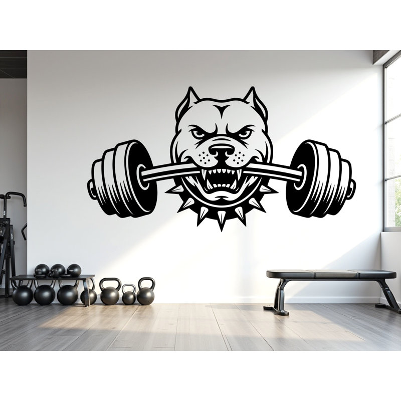 Adhésif mural Pitbull Gym, décor de remise en forme personnalisé, entraînement, vinyle, amoureux des chiens, gymnase fort, autocollants muraux, entraînement de chambre à coucher, CrossFit 
