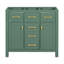 Meuble-lavabo simple 36 po avec 4 tiroirs et 2 armoires, armoire de rangement pour la salle de bain, meuble-lavabo avec cadre en bois massif seulement, vert (PAS D'ÉVIER)