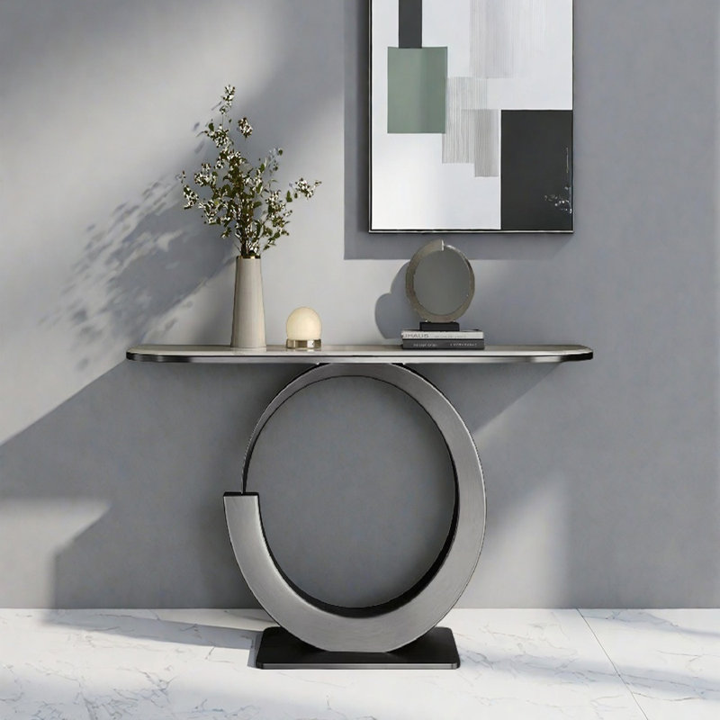 Italian Luxury Creative Entryway Table, 31.5" H x 39.4" W x 11.8" D, Black