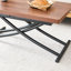 Table de salle à manger moderne et ajustable avec bureau texturé en noyer, pieds en métal noir et quatre sièges rembourrés en coton, parfaits pour les petits espaces-1176913805