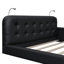 Grand lit plateforme tapissier avec 2 lampes de lecture, noir
