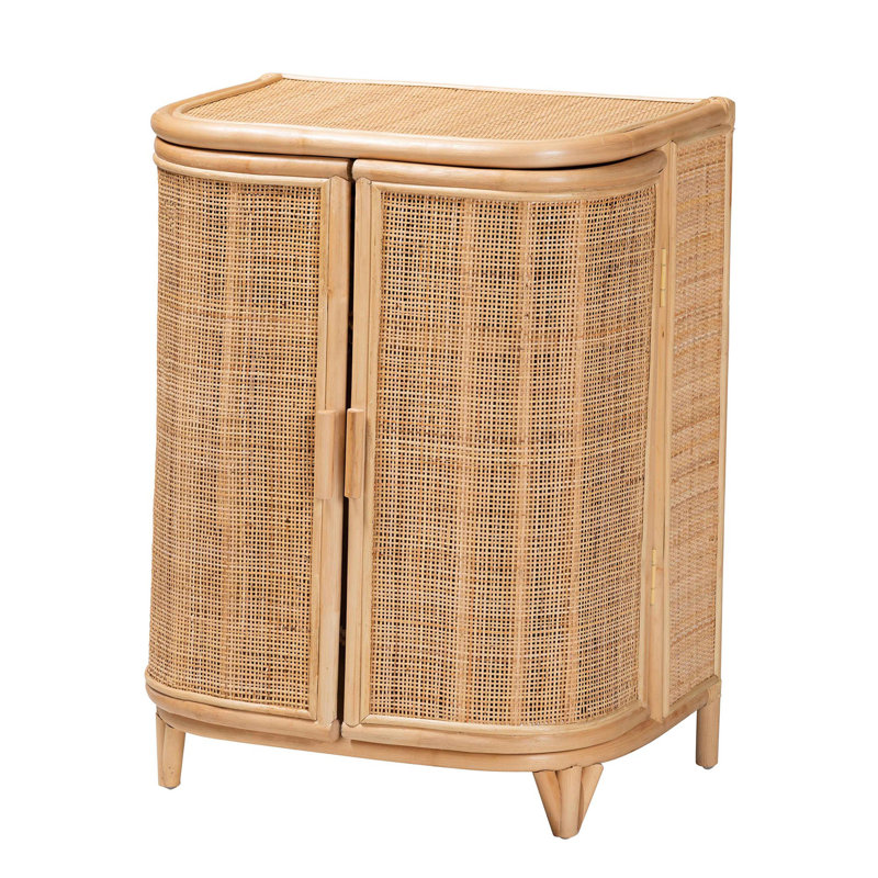 Armoire de rangement bohémienne en rotin naturel