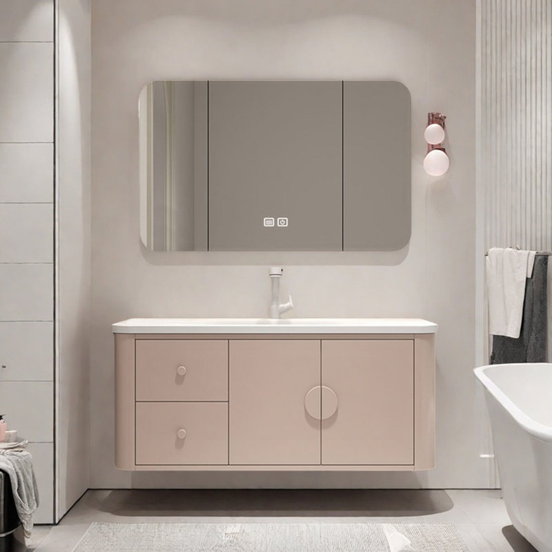 Armoire de salle de bain simple et moderne, Rose clair