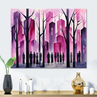 Pink Melodic Spirit City - African American Art Metal Wall Art MT131809