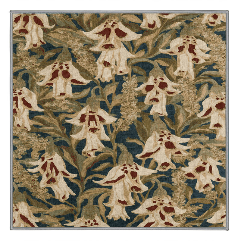 Machine Washable Botanical Brown Area Rug, Square 4'