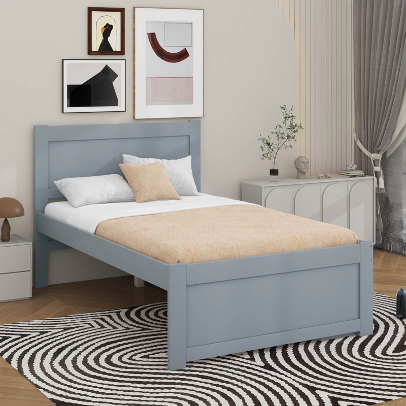 Lit plateforme double avec tiroir, Gris