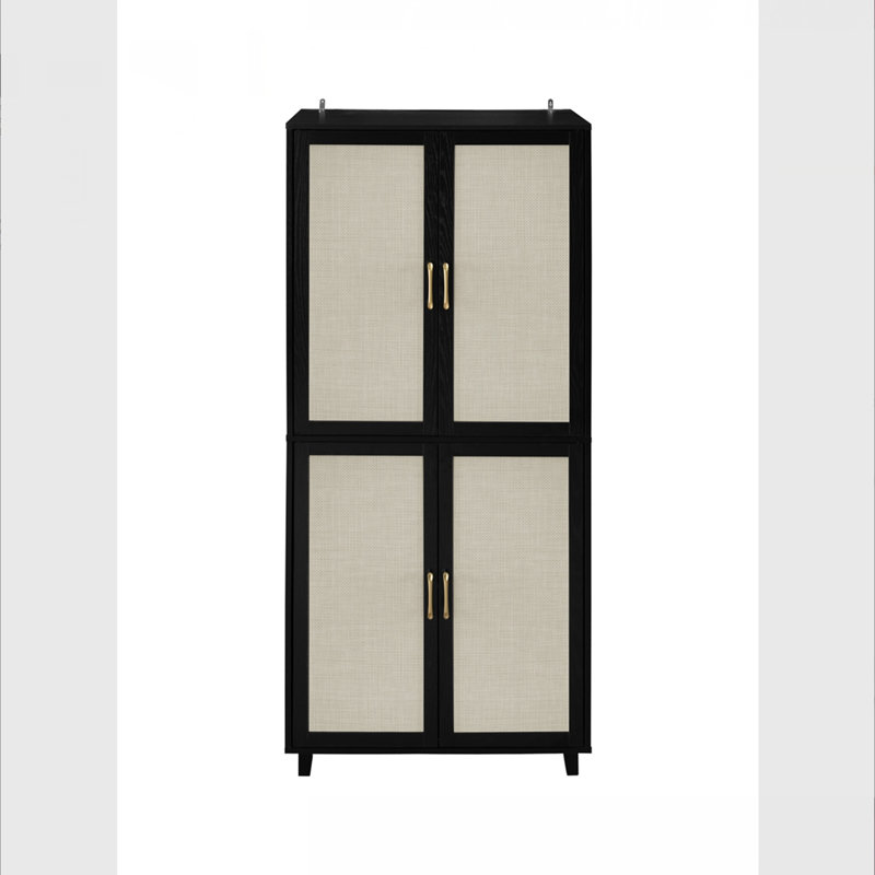 4 Door Storage Cabinet, Noir