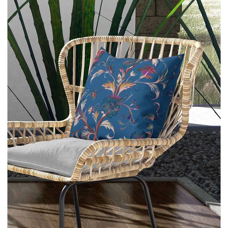 Coussin intérieur / extérieur Nature's Palette, Carré 18 po, Bleu / Blanc / Orange