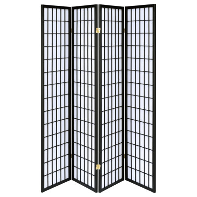 Fabriqué en bois d'hévéa et en papier blanc, ce paravent noir à 4 panneaux de 70,83 pouces de hauteur et 69,5 de largeur ajoute un écran de couleur, idéal comme paravent, grand et élégant