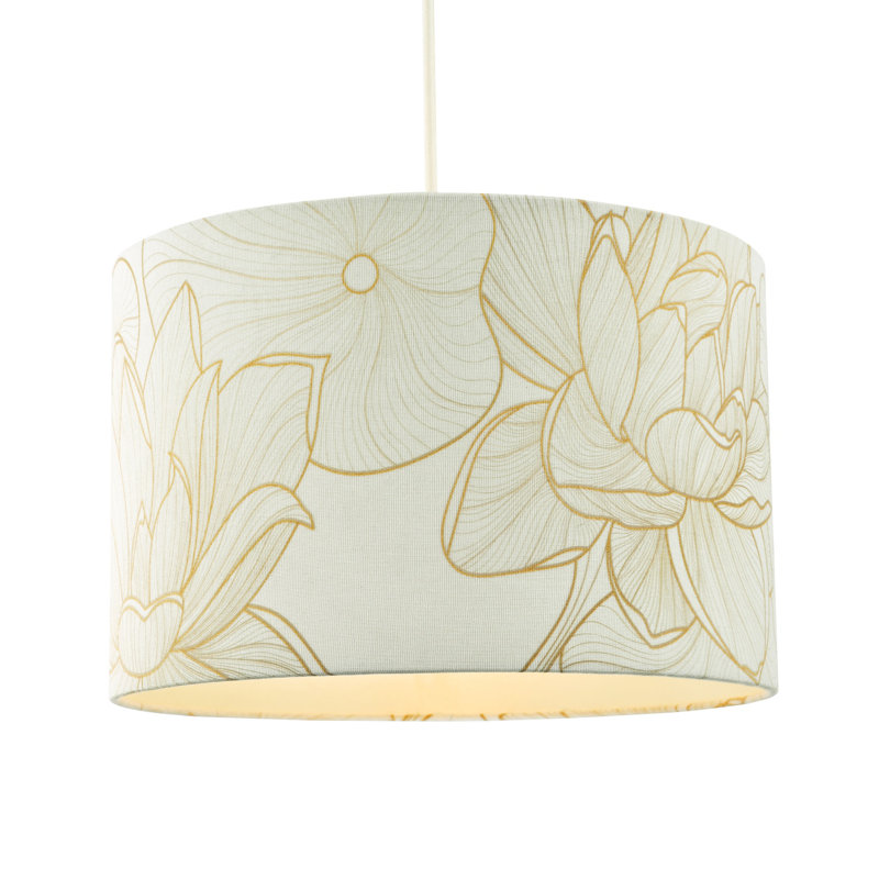 20cm H Cotton Blend Drum Lamp Shade ( Screw On ) in Cream