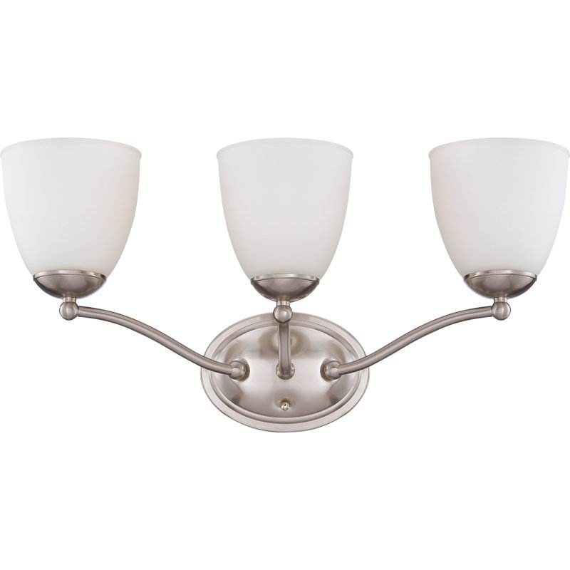 Éclairage pour salle de bain à intensité variable 3 lumières Minidoka, Nickel brossé, A19
