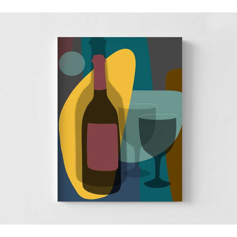 Idée de cadeau de bouteille de vin contemporaine, petite œuvre d'art de cuisine, art mural de salle d'attente de restaurant, entrée de restaurant d'hôtel