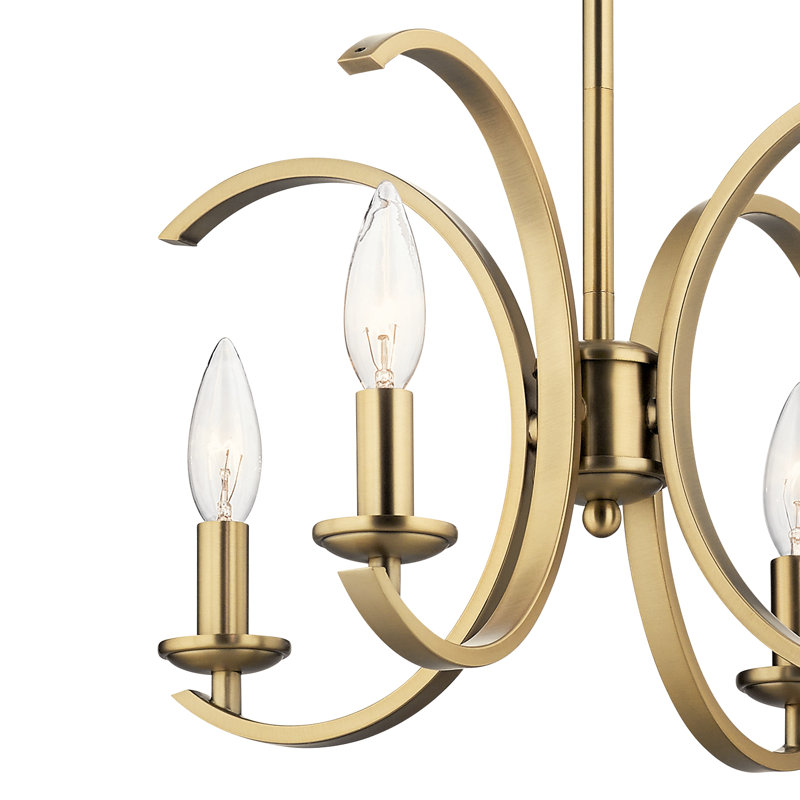 Lustre géométrique à 4 lumières de style bougie Cassadee, Laiton naturel