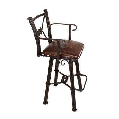 Kieleigh Arms w/Swivel Iron Bar Stool (Steer Brands Pattern)
