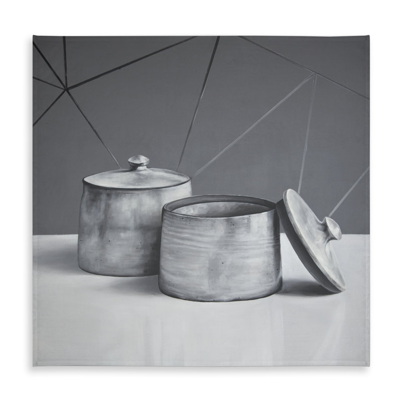 White Monochrome Tablecloth - Old Pot with Lid Design