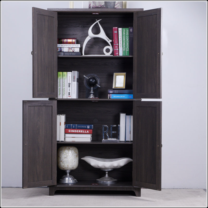 Stylish Display Sideboard Buffet With 4 Acrylic Mirrored Doors And Adjustable Shelves, For Kitchen, Living Room, And Bedroom Storage