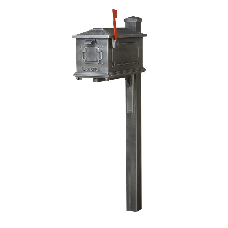Aluminum Post Mounted Mailbox with Magnetic Closure