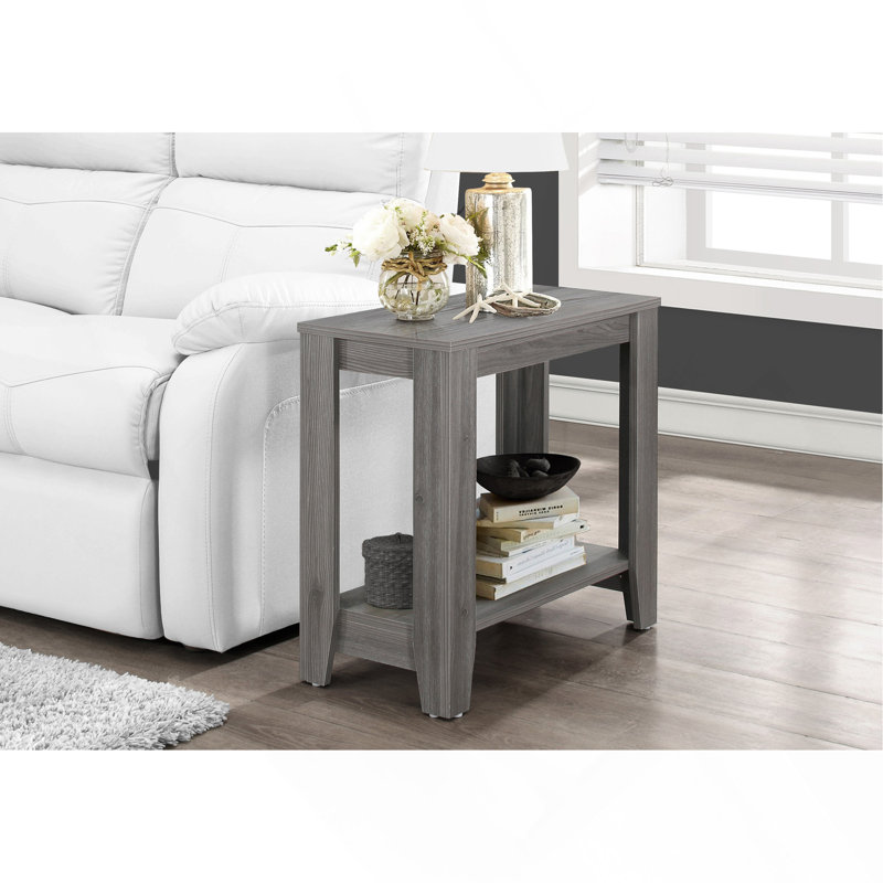 Table d'appoint, table d'appoint, table de bout, table de chevet, lampe, salon et chambre à coucher, stratifié gris, transitionnel