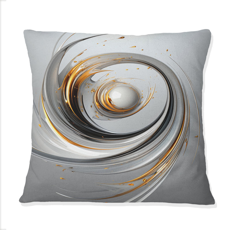 Wilderness Of Ambition White Abstract Swirl III - Abstract Shapes Printed Throw Pillow