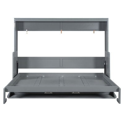 Queen Size Murphy Bed with Hydraulic Lift & Desk Design