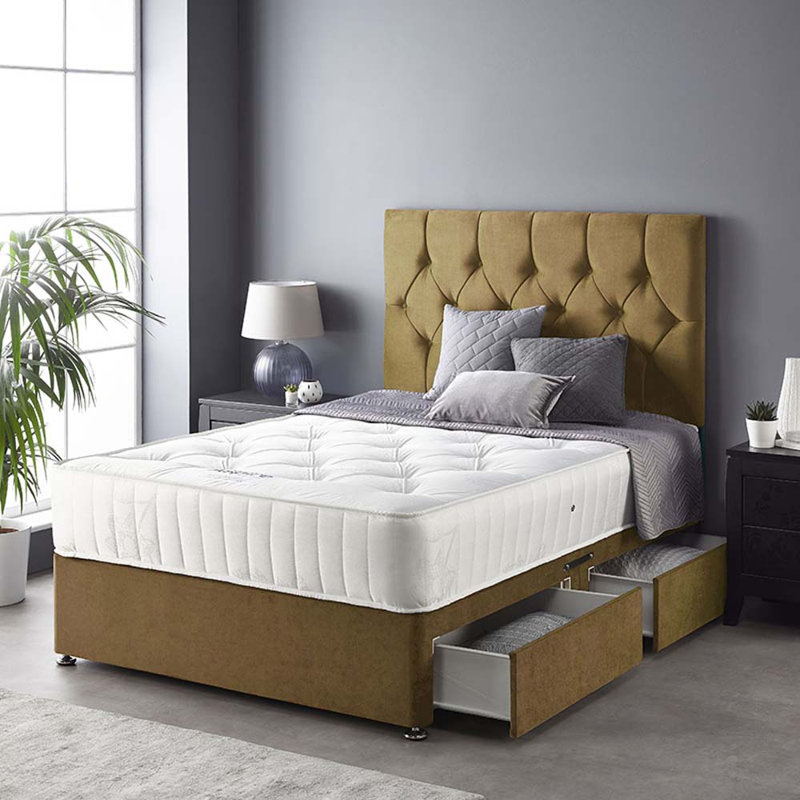 Boutique Pocketsprung Divan Bed Set, 2 Drawers, Ochre, Kingsize (5')