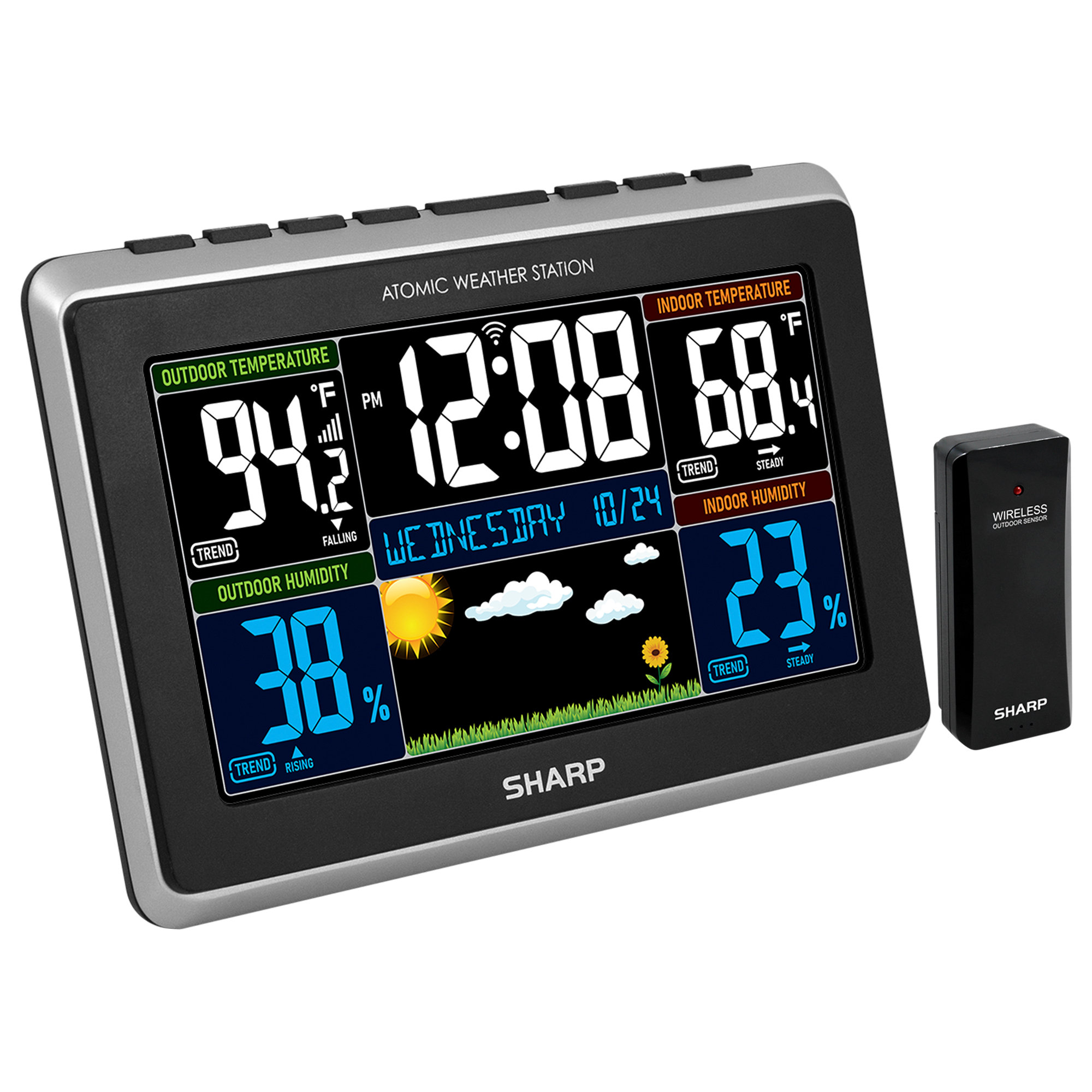Sharp Digital Tabletop Weather Station Atomic Alarm Clock Wayfair