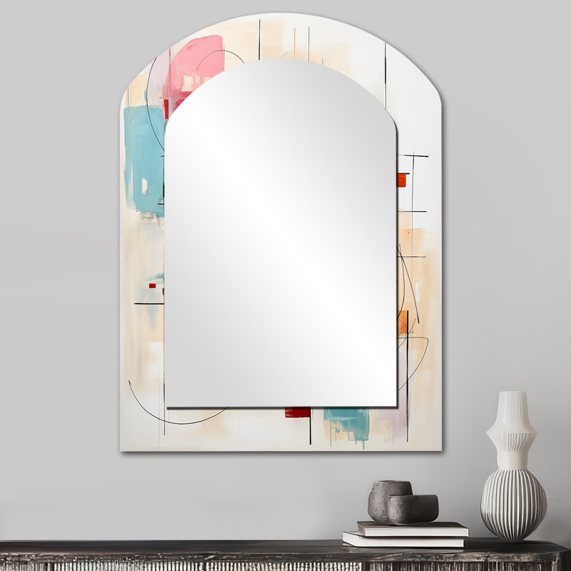 Coloré Mid Century Abstract Fusion III - Miroir mural multicolore Mid-Century, 34 po x 25 po