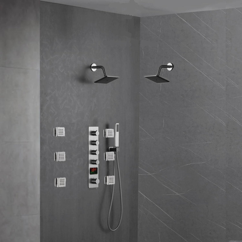 Thermostatic All-In-One Kit with Rough in-Valve, Brushed Gold