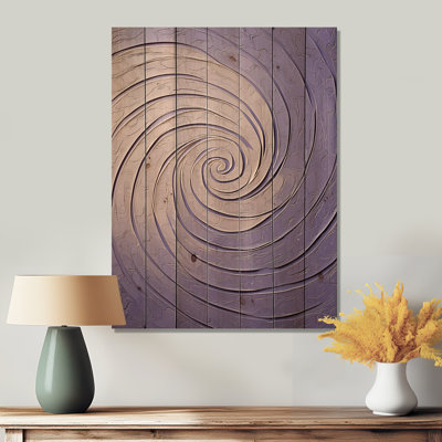 Lavender Cosmic Vortex I - Botanicals White Wood Print On Natural Pine Wood