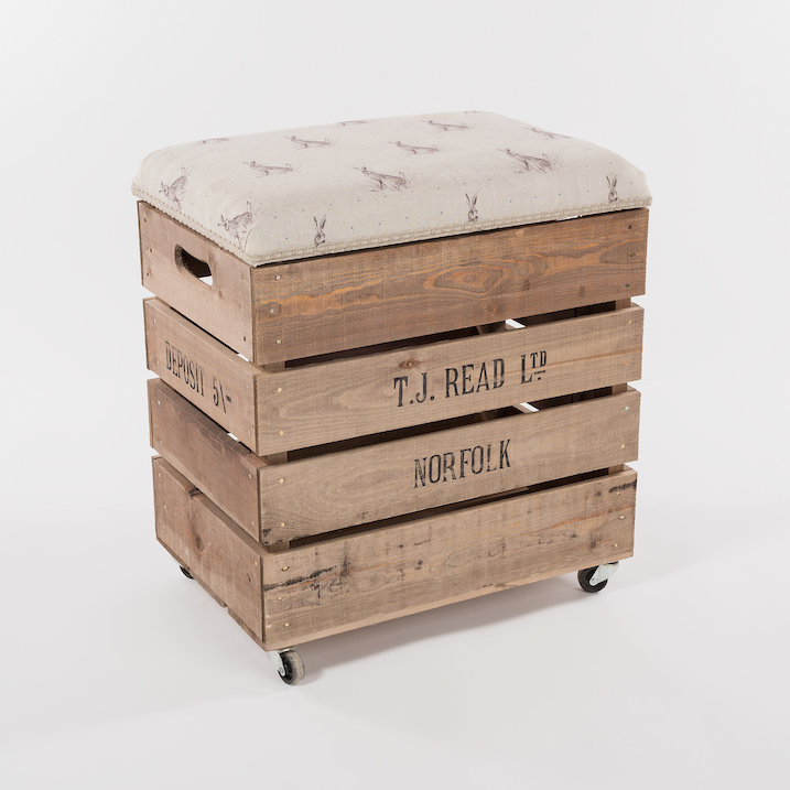 Theodora Upholstered Counter Stool with Solid Wood Frame, Blue Dot Hare
