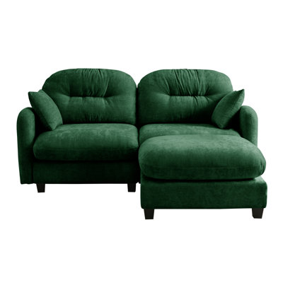 Cloud Sectional Lshaped Couch With Ottoman,Soft Chenille Fabric,Tufted Cushion Backrest Design Highdensity Foam,Fits Bedrooms Living Rooms Reading Nooks,Green