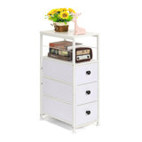 Slim Dresser Organizer, 3 Fabric Drawers With Wood Shelves