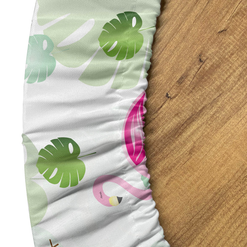 Ambesonne Animal Theme Fitted Round Tablecloth White Reseda Green, 51.97" Round