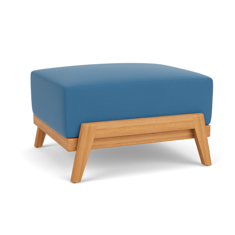 Alpine Rectangle Outdoor Teak Ottoman Patio Ottoman, Bamboo Bay Sky