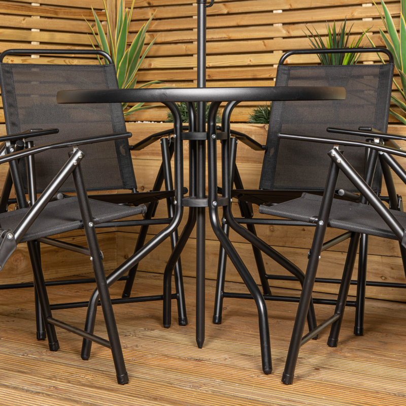 4 - Person Patio Dining Set with, Black