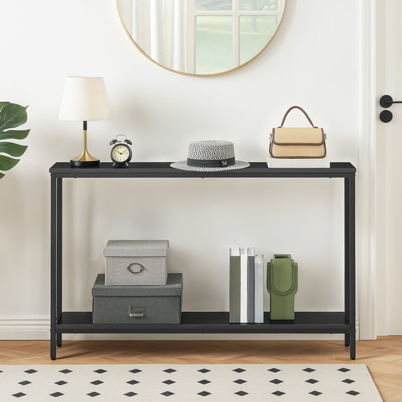 Console avec rangement Kearria, Noir, noir, noir, noir, H 29,5 po x l 47,2 po x P 7,9 po, Noir, noir, noir, noir