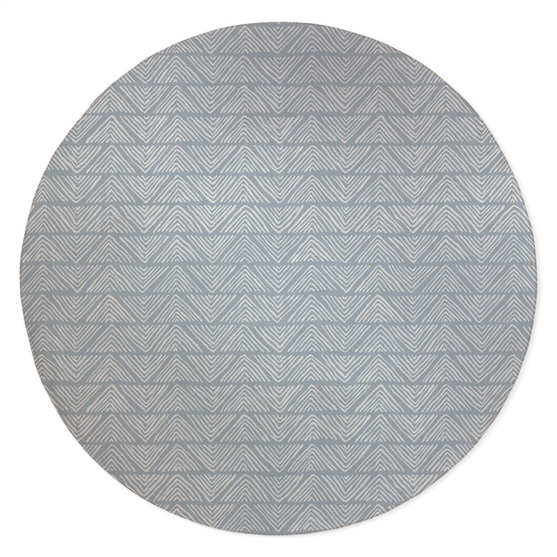 Chev Wave Stripe Non-Slip Outdoor Rug, Round 5'