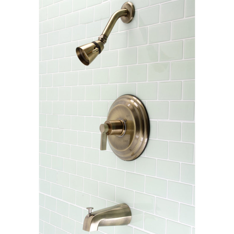 Kingston Brass NuvoFusion Single-Handle Pressure Balanced Tub and Shower Faucet, Matte Black