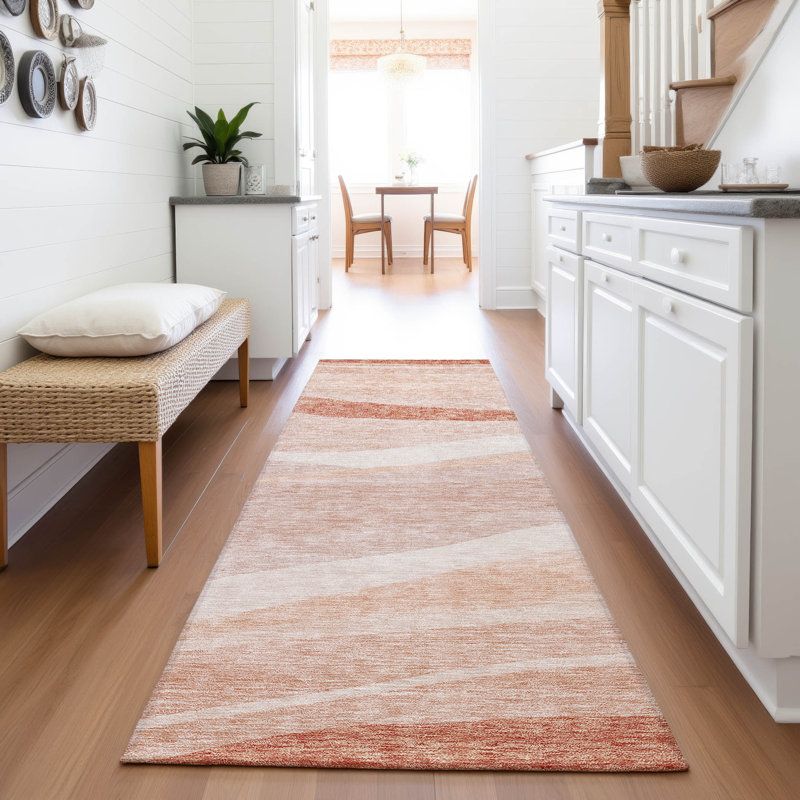 Premium Machine Washable Wayne AMF1099 Swirls Rug, Tapis de couloir 2 pi 3 po x 7 pi 6 po