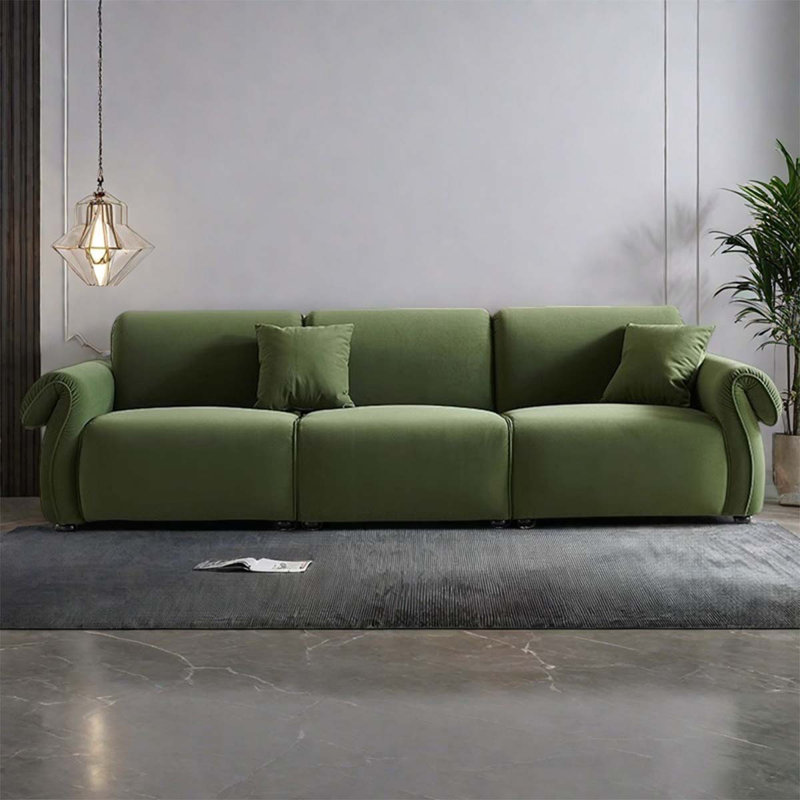 Canapé en daim vert 110,24 pouces romantique et haut de gamme