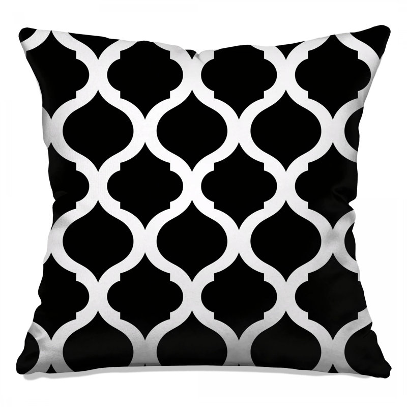 Black White Trellis Double Sided Throw Pillows, 16 x 16 inches